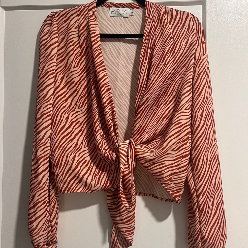 RESA Red and White Zebra Print Blouse